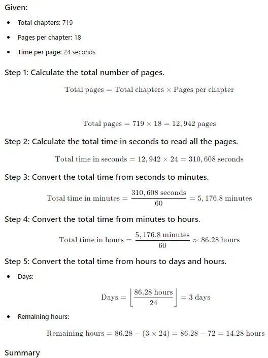How Long to Read a Manga Series calculations and equations.