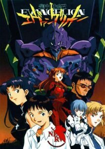Neon Genesis Evangelion TV series cover showcasing Shinji Ikari and Evangelion Unit-01,and other characters symbolizing the start of the iconic anime series. Essential for understanding the Neon Genesis watch order.