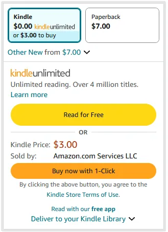 screen shot of the amazon buy button from the puppet blood manga amazon page