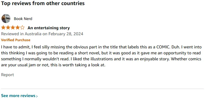 a screen shot of a review on teh puppet blood manga.