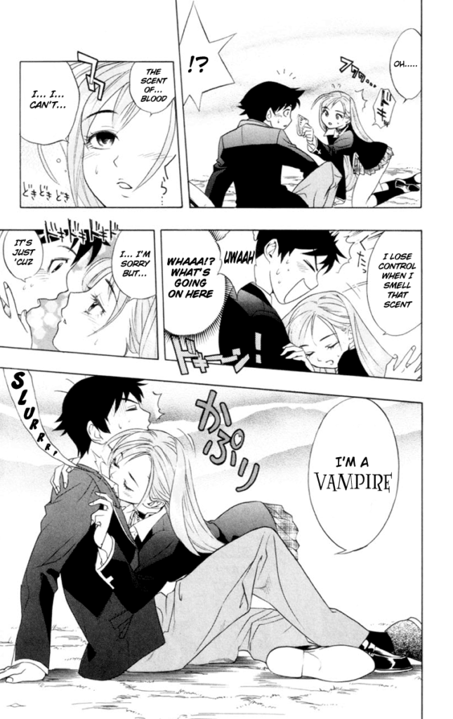 ecchi manga panel from Rosario+Vampire