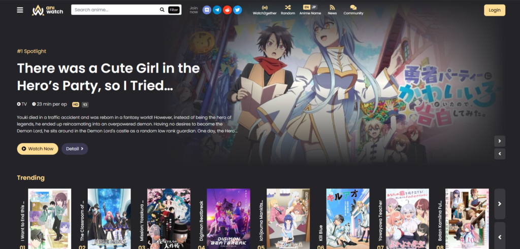 How popular are Illegal anime streaming sites? 7 Illegal anime streaming sites - screen shot of the aniwatch website