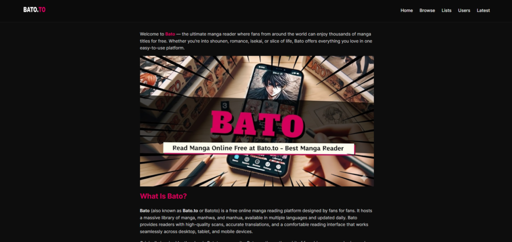 How popular are Illegal anime streaming sites? 9 Illegal anime streaming sites bato website screen shot